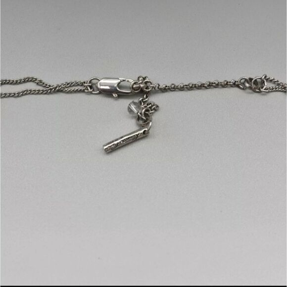 Kenneth Cole Necklace Blue Silver Tone Beaded Round Pendant 18 Inch Double Chain - Picture 4 of 11